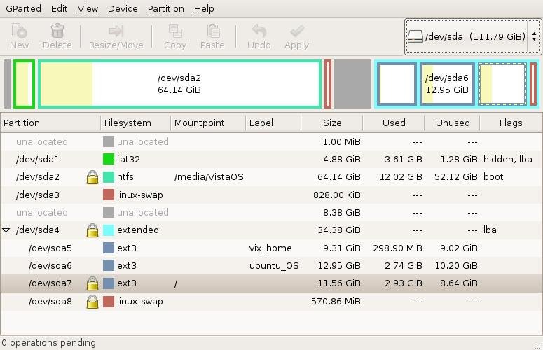 gparted screenshot